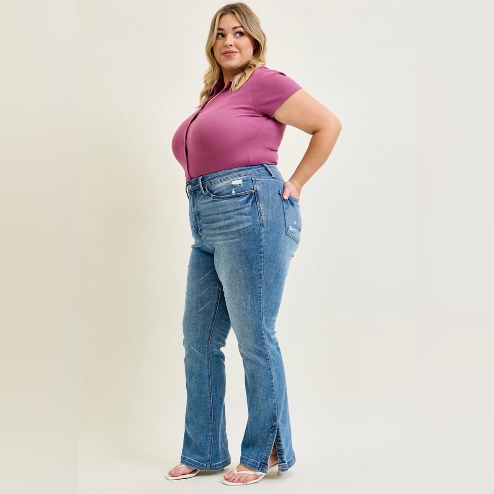 Judy Blue Slim Boot Jeans Womens 24W Nova High Waist Tummy Control Stretch Retro